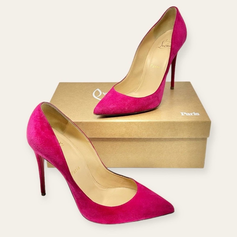 Christian Louboutin Pigalle Follies 100 Veau Velours Rosa 38.5 Women’s